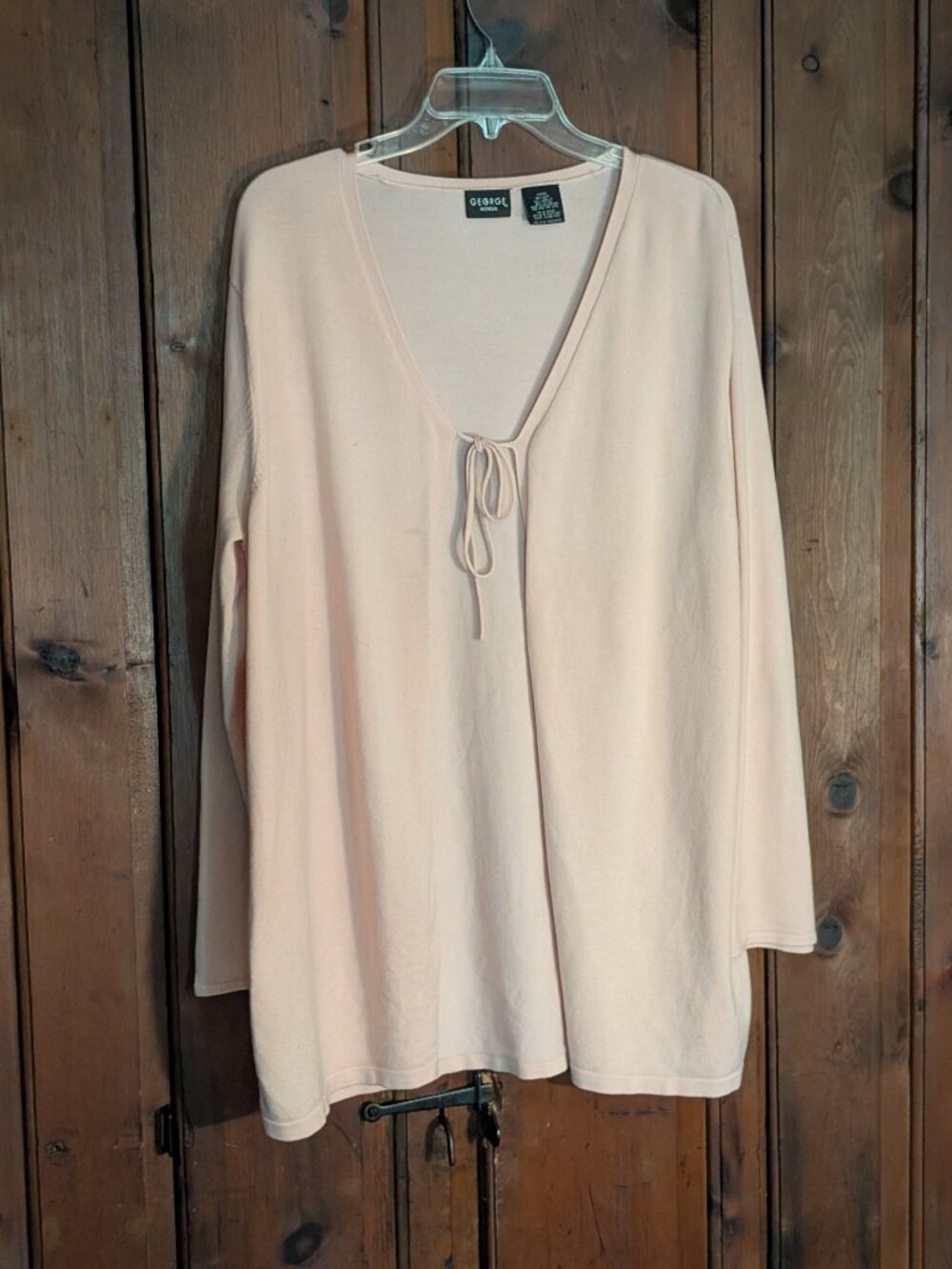 Peach Tea George Women Sweater Cardigan -Thin -opened w/Tie closure -Sz 18W-20W